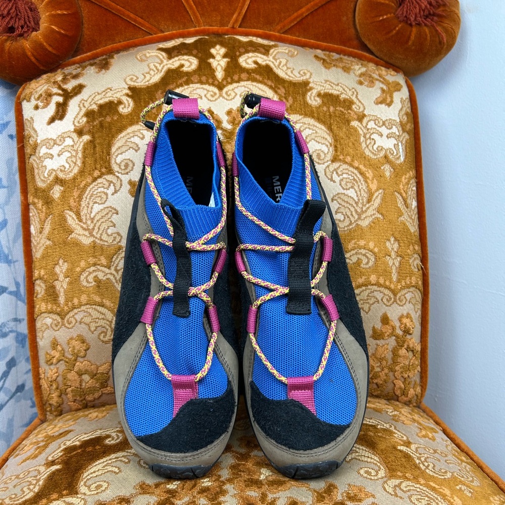 Merrell Jungle Moc Explorer Blue and Black Shoes with Pink Highlights